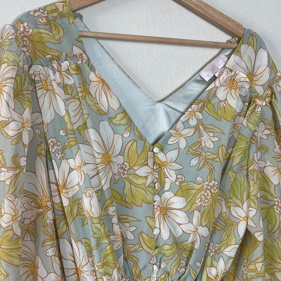 RACHEL PARCELL  FLORAL PRINT LONG SLEEVE CHIFFON MIDI DRESS SIZE M - Picture 6 of 11